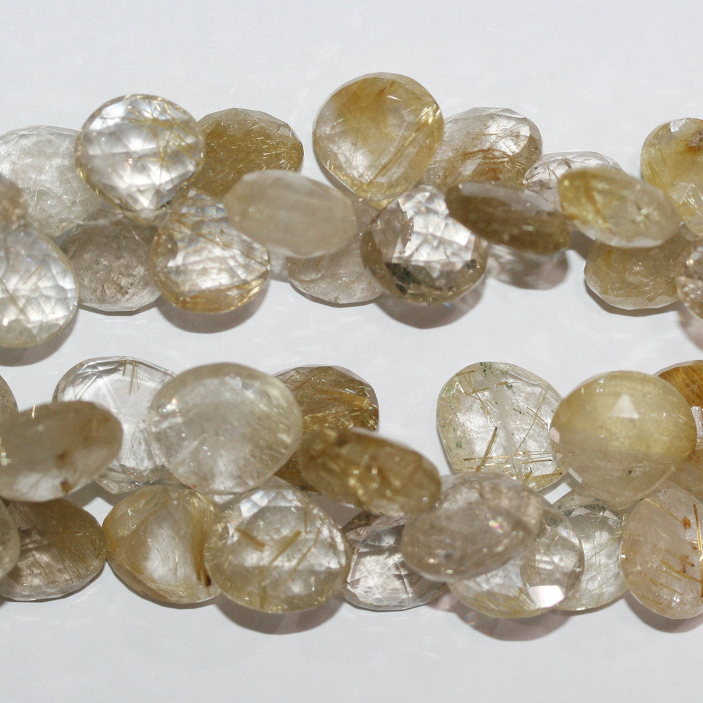 Perles en quartz rutile St de 8 pouces, à facettes graduées de 14 à 16 mm. Longueur du fil : environ 20 cm.