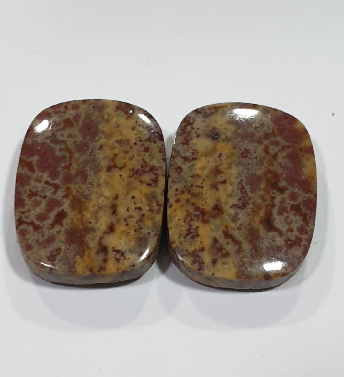 1 Pair Leopard Jasper Cabochons 20.5x15.5mm. Natural Stone