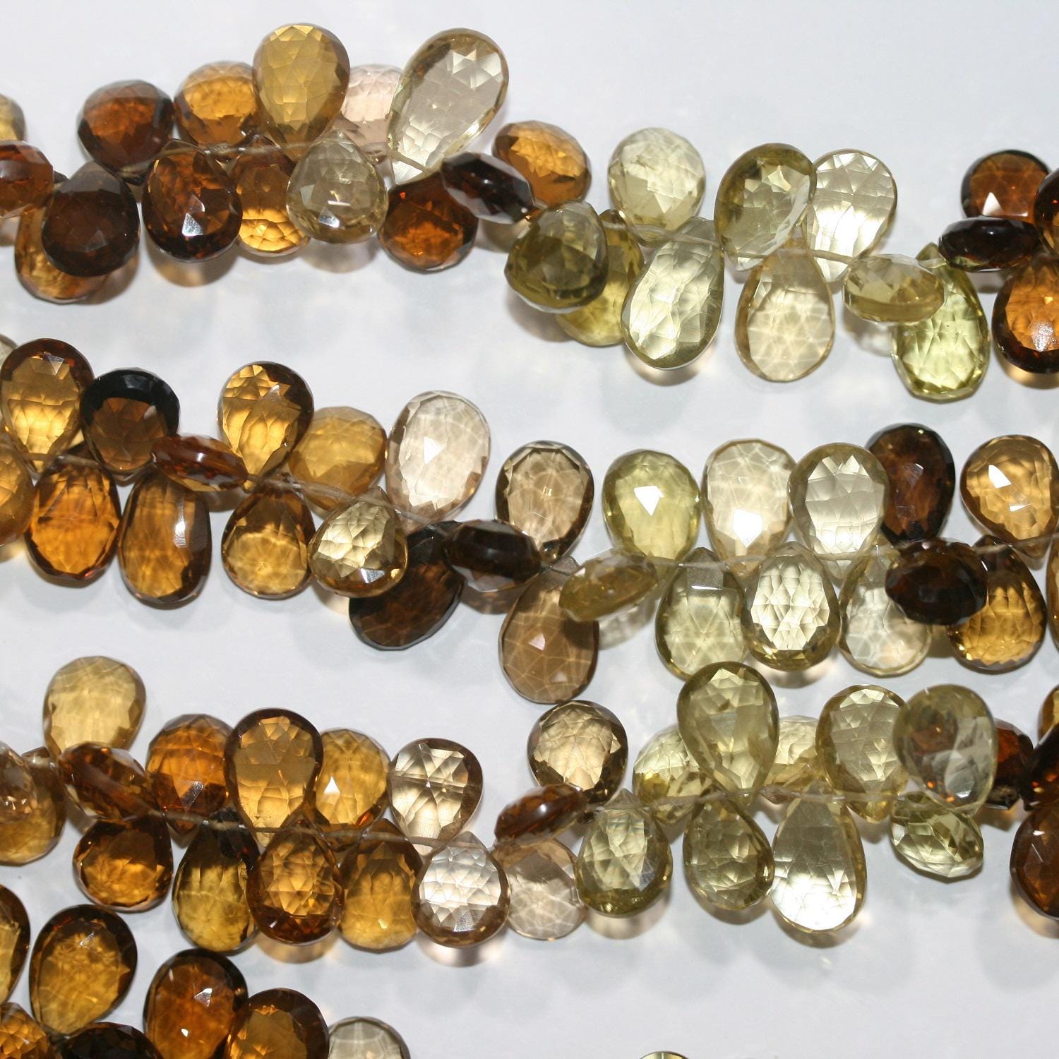 10" St Honey Quartz Faceted Drop Beads 13x9mm. Approx. - 22 cm Strand. - Ref. 14868