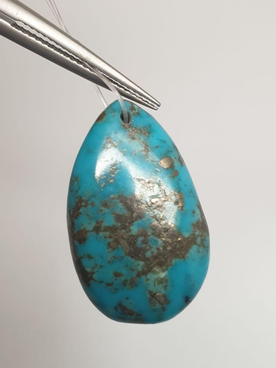 1 PC Natural Hubei  Turquoise Drop  Pendant 26x10mm. Approx.-Natural Turquoise