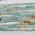 Perles prismatiques lisses en amazonite St 15" 13x4mm.-Rig 39cm.