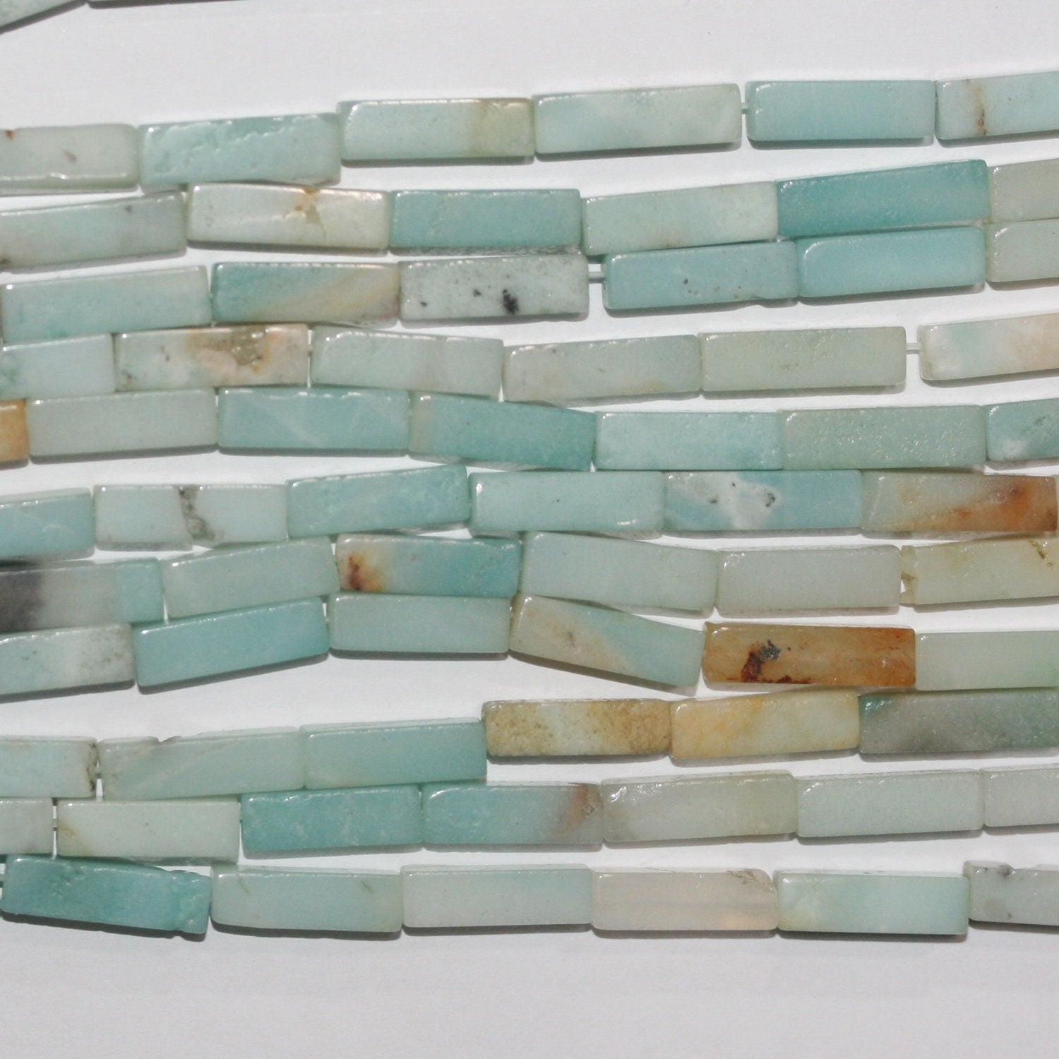 Perles prismatiques lisses en amazonite St 15" 13x4mm.-Rig 39cm.