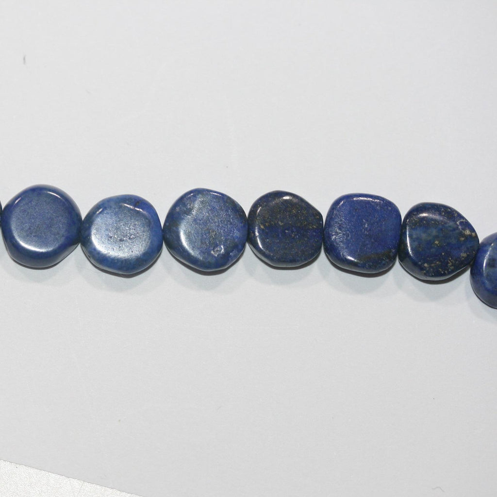 12" St Lapis Lazuli Smooth Coin Beads 8-9mm.-Strand 32cm.