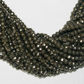 13" St Natural Pyrite Faceted Rondelle 3x2 mm.-Strand 34cm