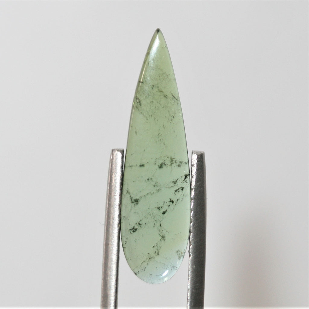 Green Tourmaline Drop Flat Cabochon 23x6.3mm.(2.45ct.)