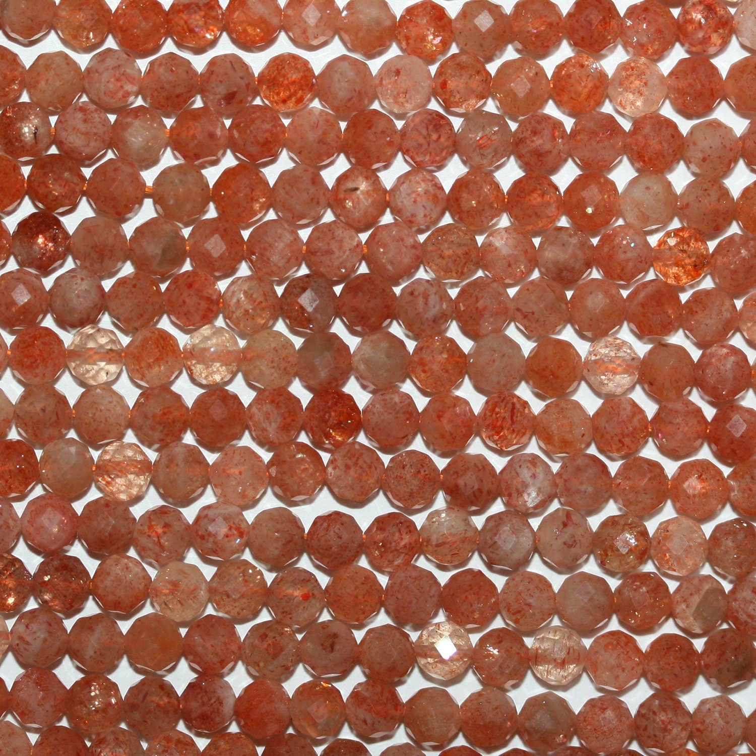 Perles rondes à facettes en pierre de soleil St 15" 4 mm.-Rig 39 cm.