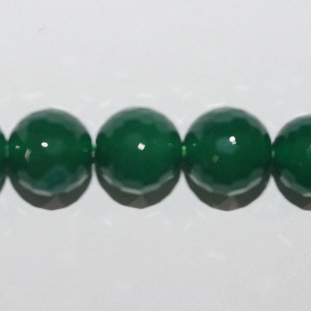 15" Perles rondes à facettes en agate verte St 12 mm.- Brin 39 cm.