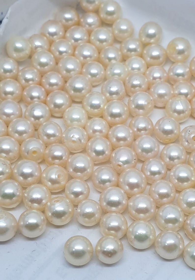 1 Pair Saltwater Top Luster Japanese Akoya Half Drilled Three Quarter 5-5.5mm Round Natural Cultured Pearl-Price Per 1 Pair- Pearl Earring