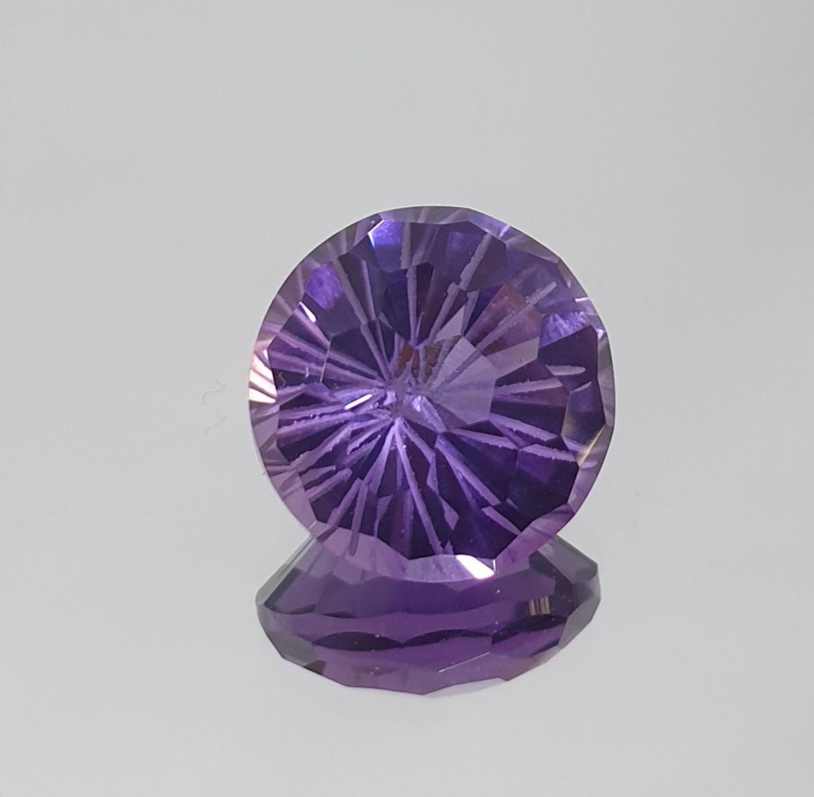 AAA One Of A kind Carved  Amethyst Round  Stone Unique Carving 11mm 5.3ct Really Fancy Shape- Fireworks Cutting