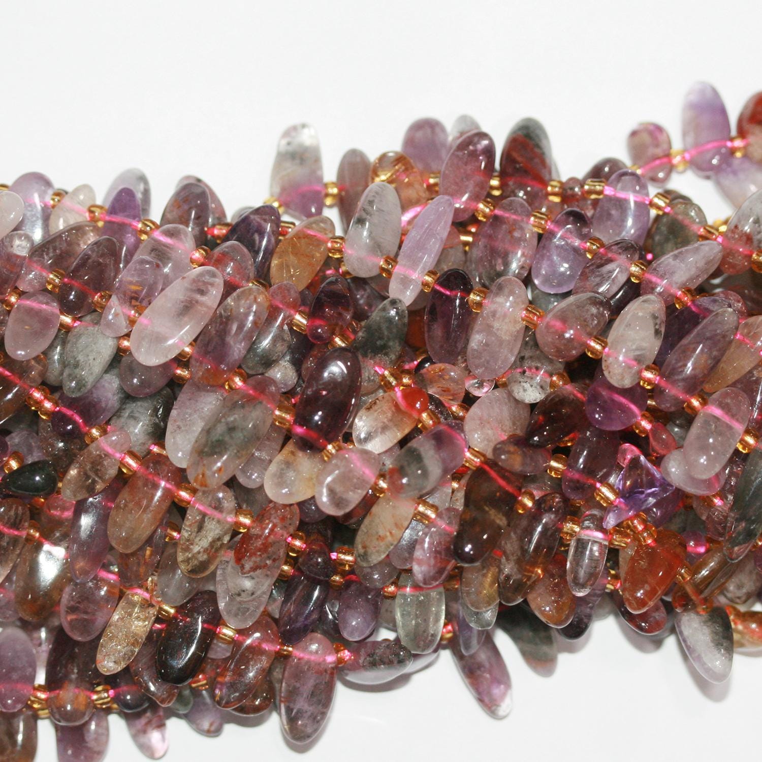 15" St Multi Stone (Super 7) Bâtonnets lisses irréguliers Perles ovales 10-18mm.-Environ-Bande 39cm.