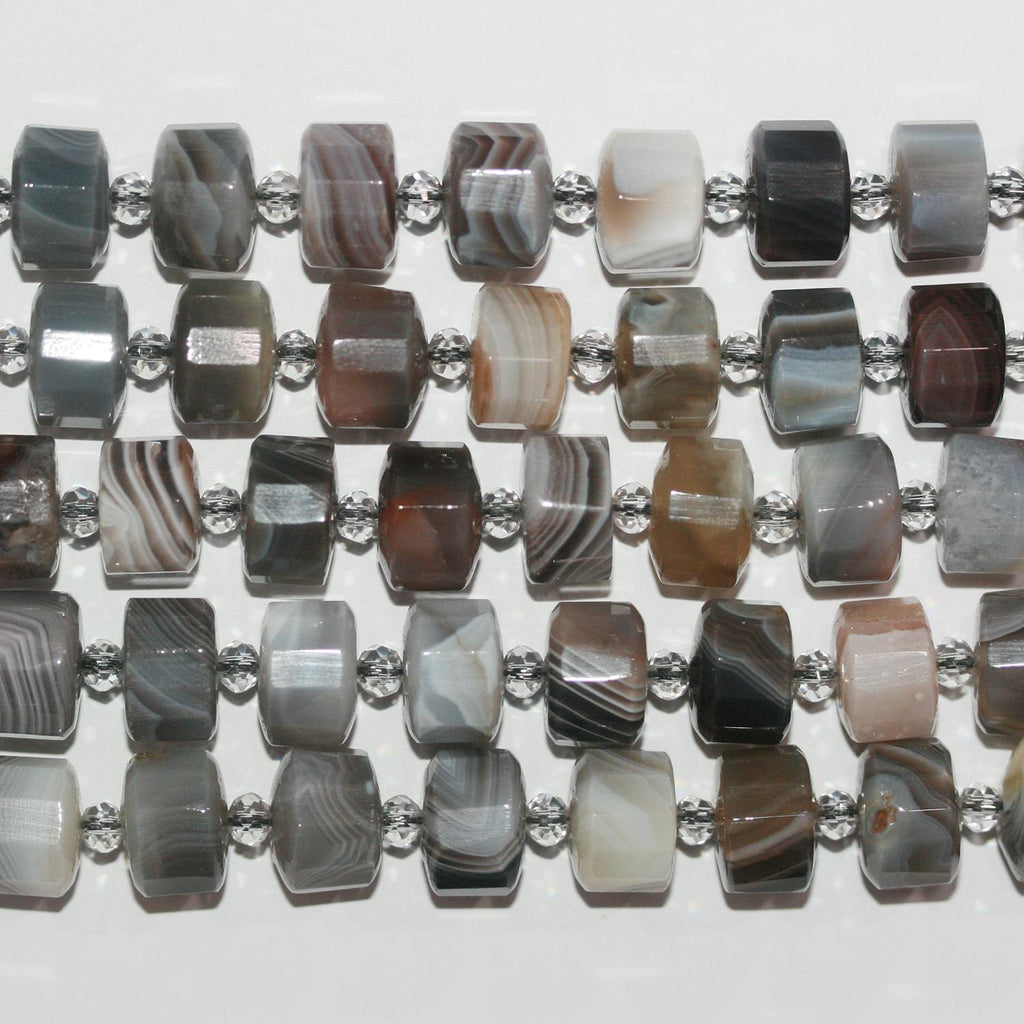 Perles rondelles à facettes en agate St Botswana 15" 12x8mm.-Rig.39cm.