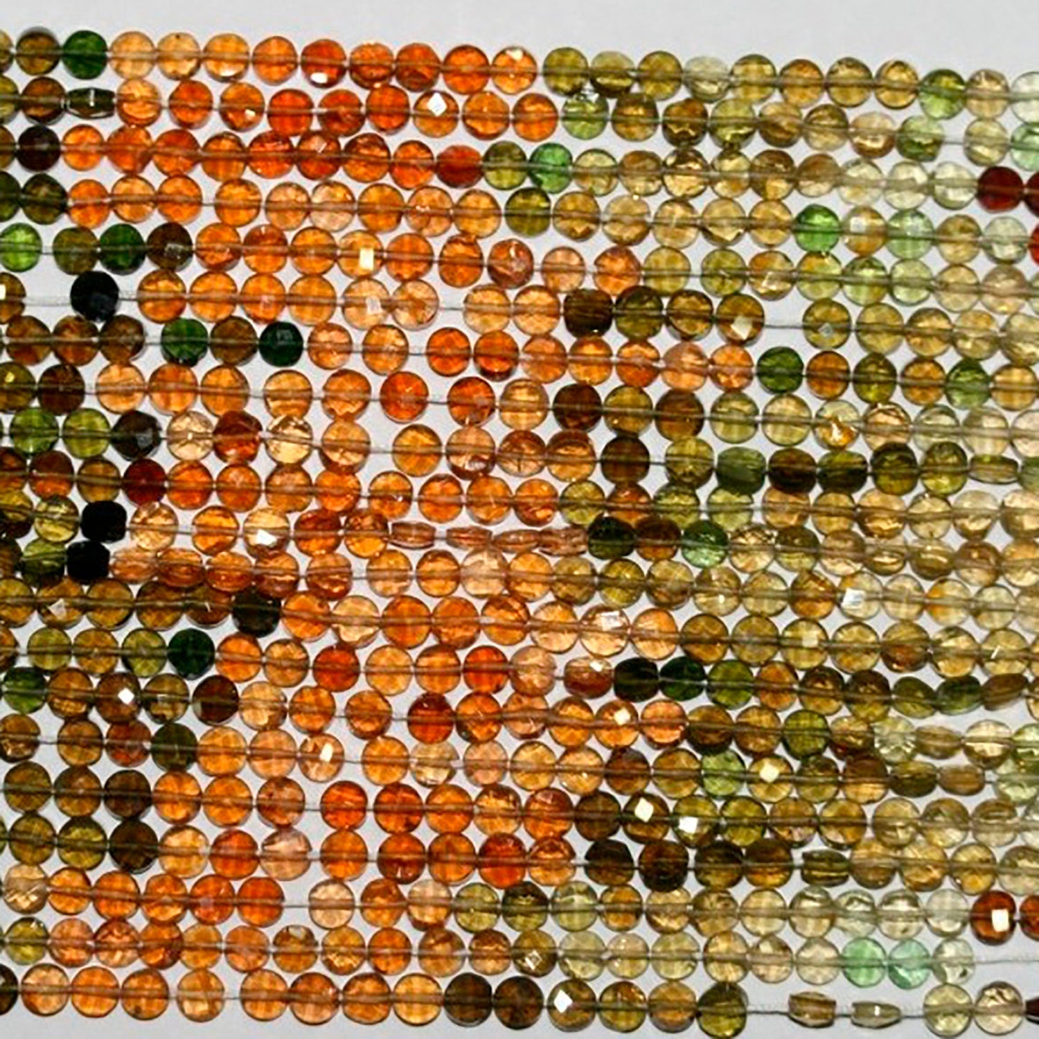 13.5" St Petro Tourmaline Faceted Coin 3-3.5mm.-Strand 35mm.