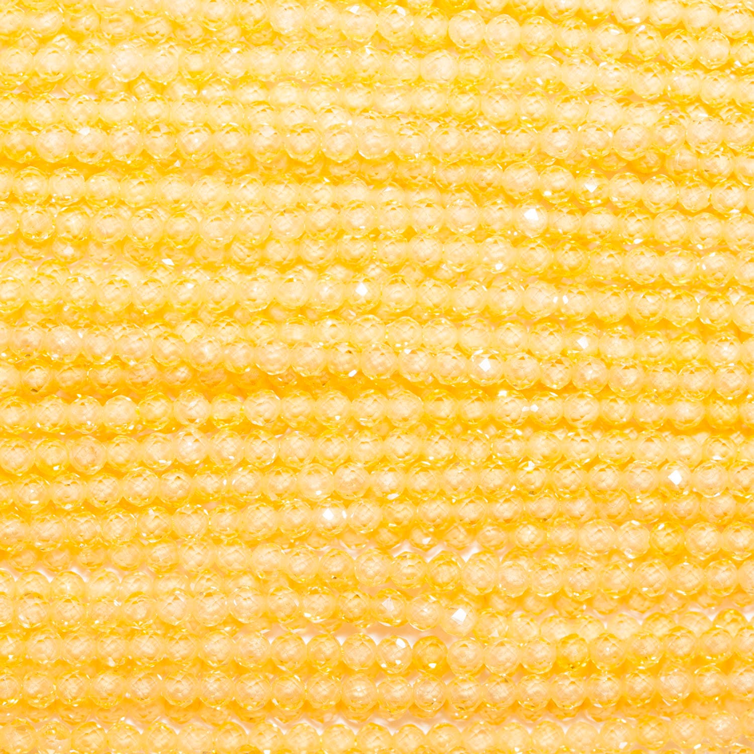 13" St Yellow Cubic Zirconia Faceted Round Beads 2mm. Strand 37 cm