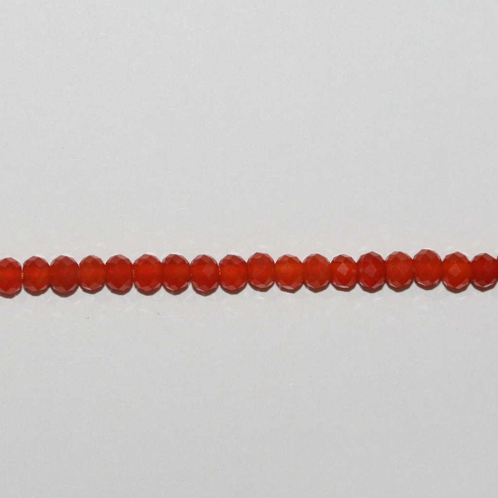 Perles rondelles à facettes en cornaline de 15 pouces, 4 x 3 mm. - Fil de 39 cm.