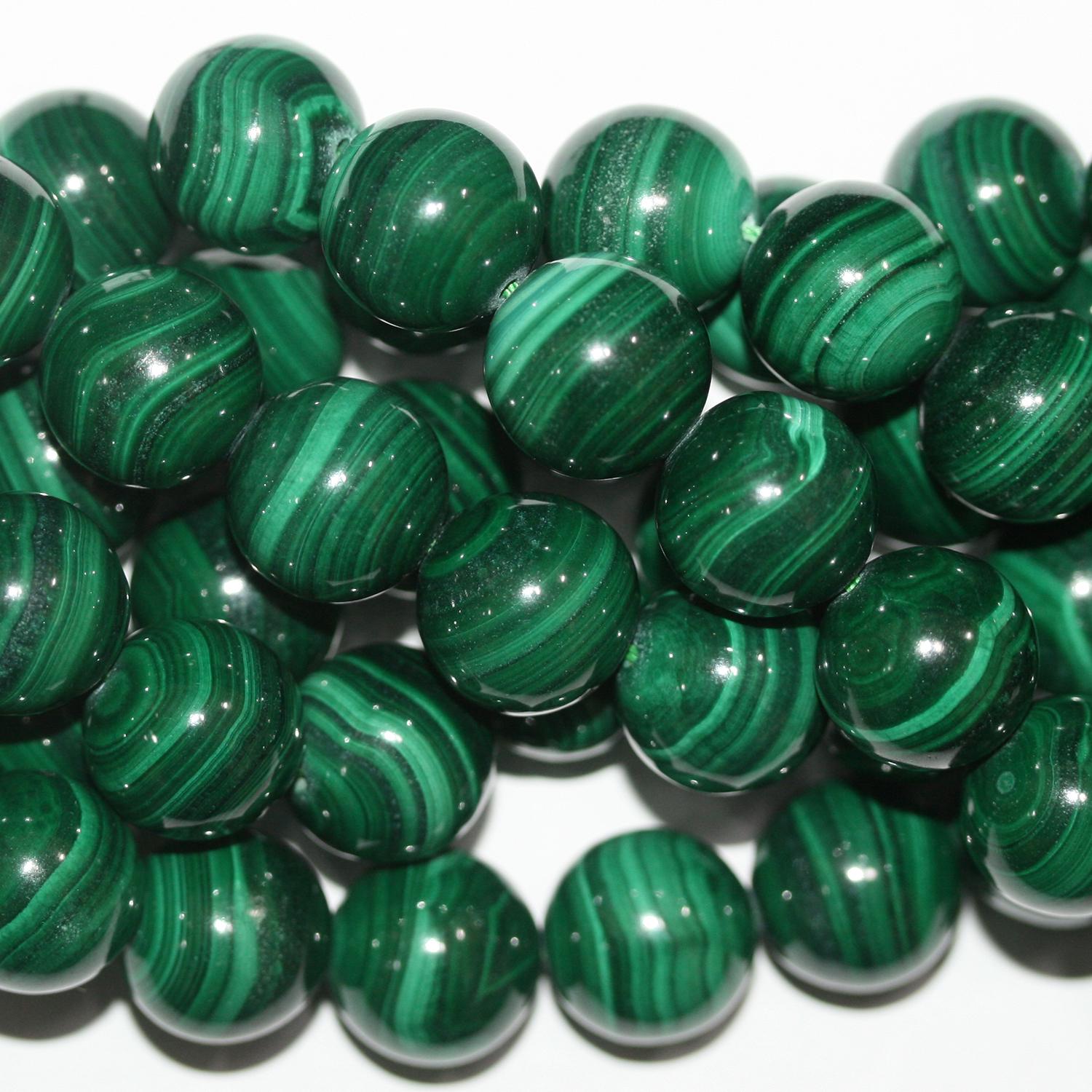 Perles rondes lisses en malachite St de 39 cm (15 pouces), 3 mm de diamètre - Fil de 39 cm