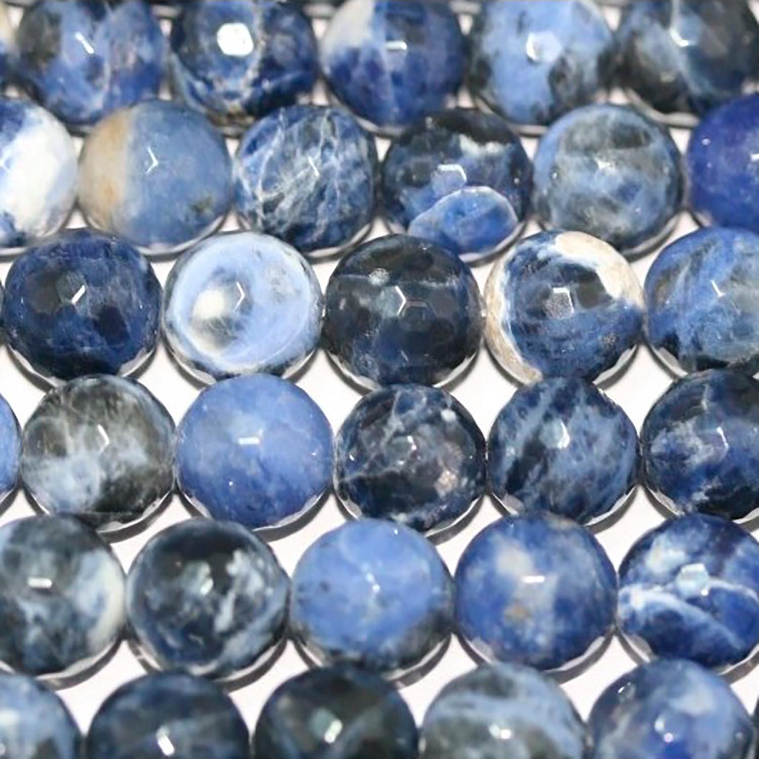 Cuentas redondas facetadas de sodalita de 16" (10 mm) - Hilo de 40 cm