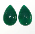 2Pcs Green Agate Drop Cabochon 30X20mm. (2 Pcs) .