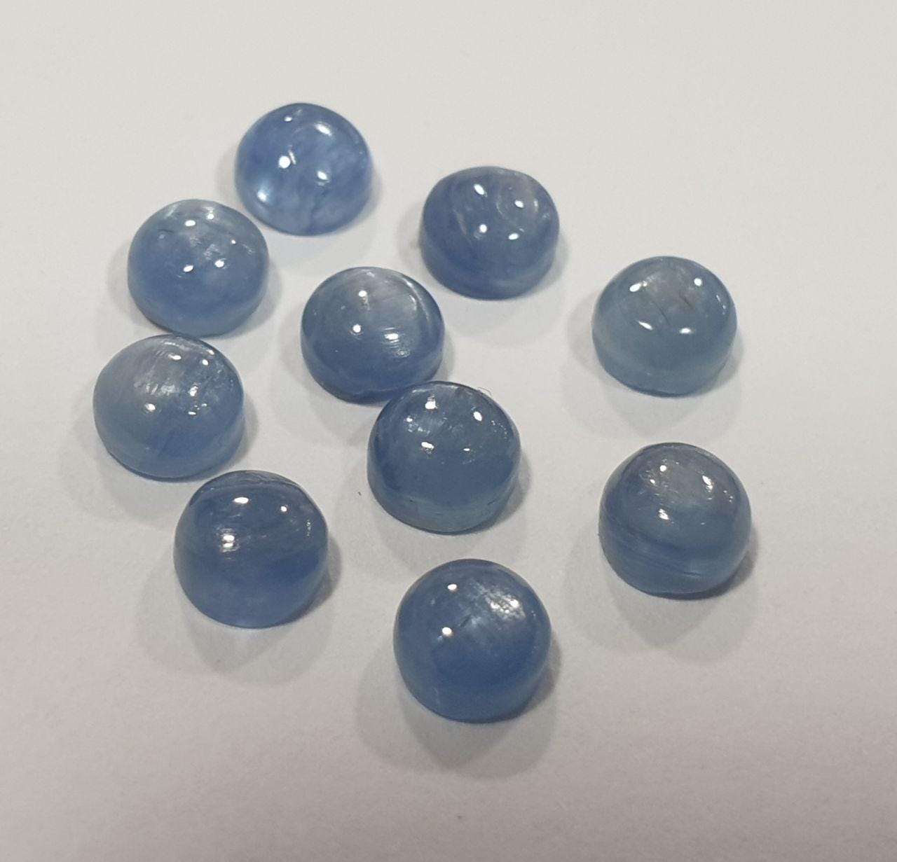 Kyanite Round Cabochon 4mm. (10 pcs.).- Item: 865CB- Brazilian Gems- Natural