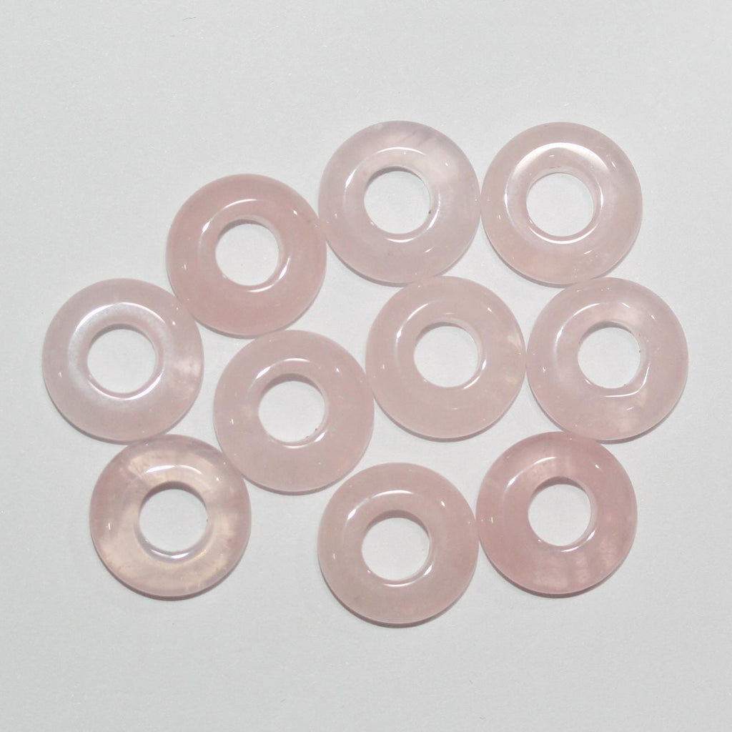 Aro liso de cuarzo rosa de 14 mm (10 unidades)