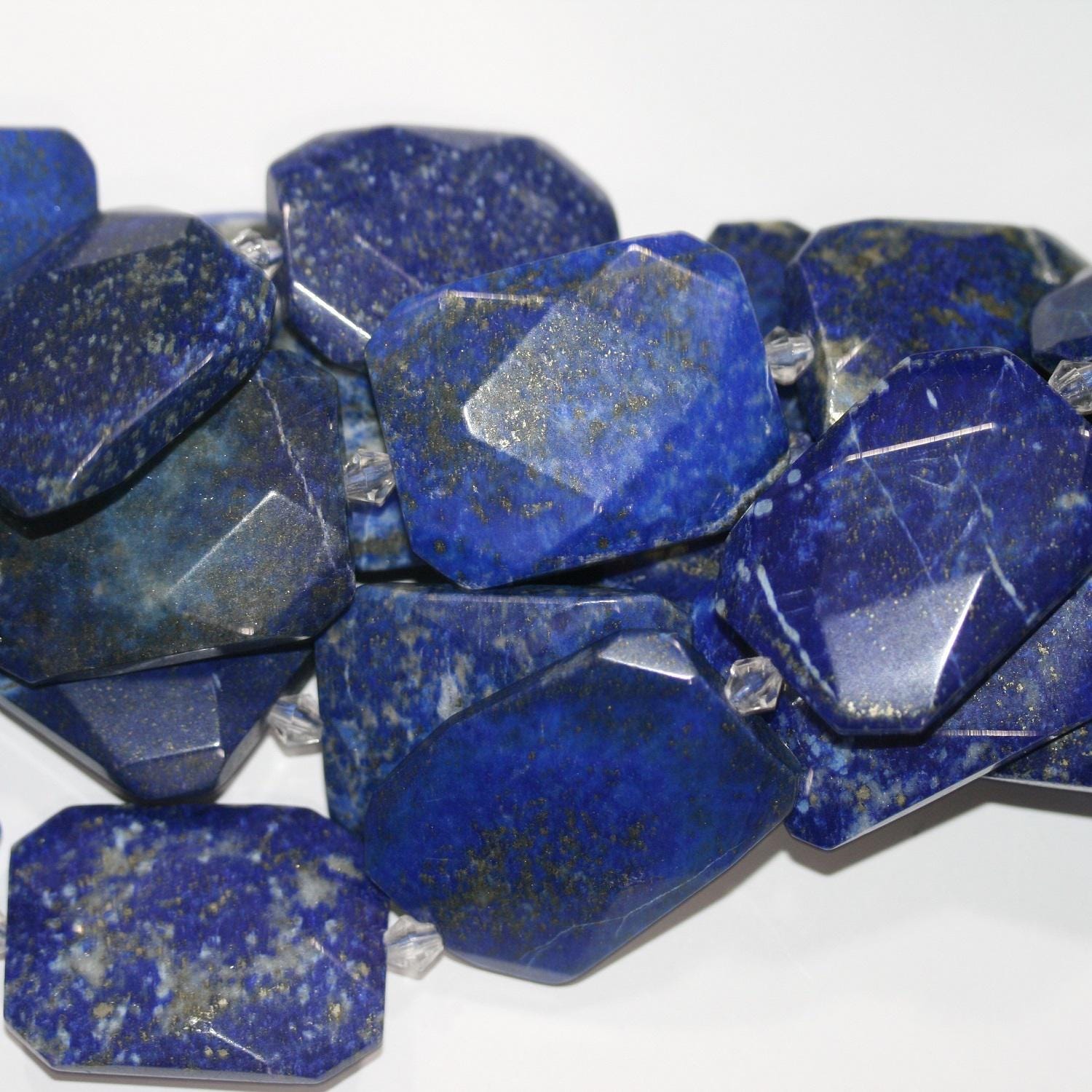 14" St Lapis Lazuli Faceted Rectangle Beads 35x25mm. Approx.-Strand 38cm