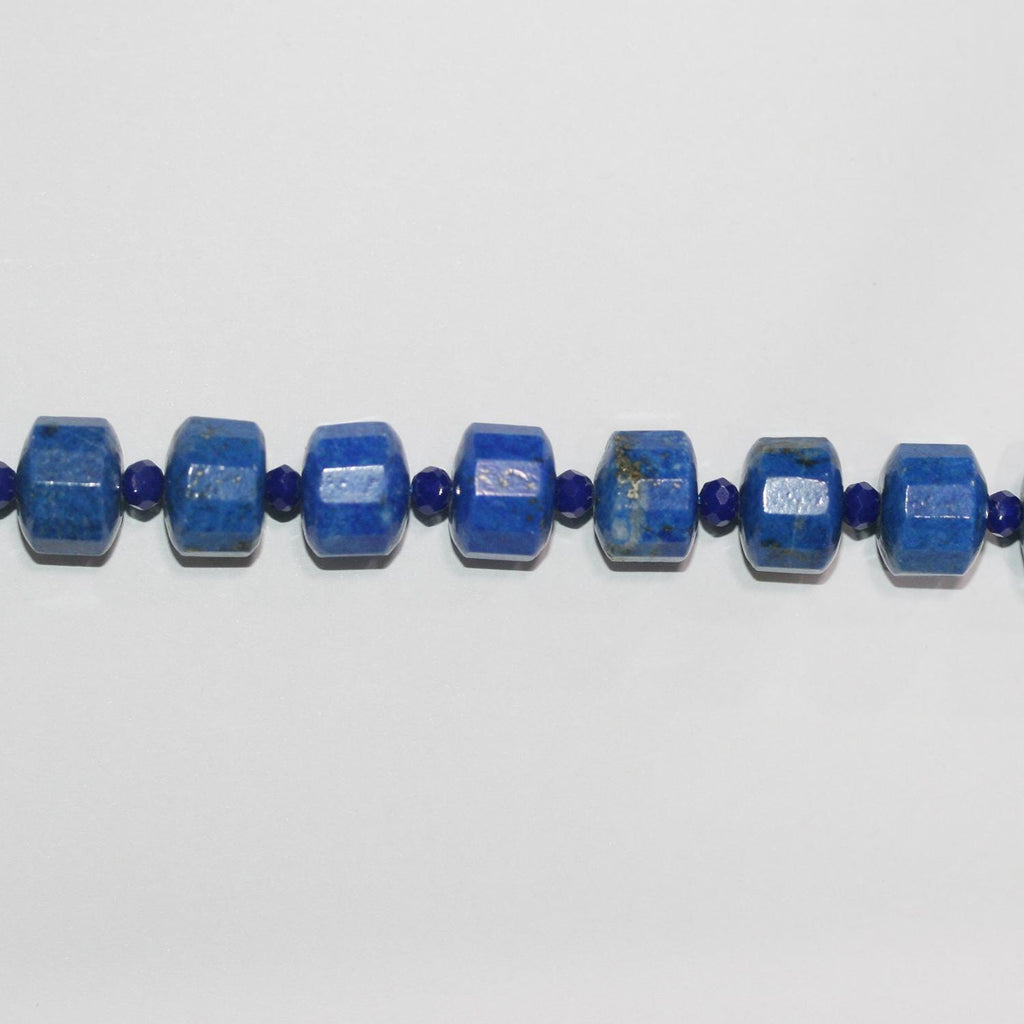 Perles rondelles à facettes en lapis-lazuli de 15 pouces, 12 x 9 mm. - Fil de 39 cm.