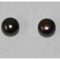 Pendientes de perla de agua dulce gris semiperforada, con brillo superior AAA, 6 pares a juego, casi redonda, de 9-9,5 mm (perla natural de brillo superior)