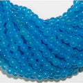 Perles rondes lisses en jade bleu St, 6 mm, 40 cm (16 pouces) de long.