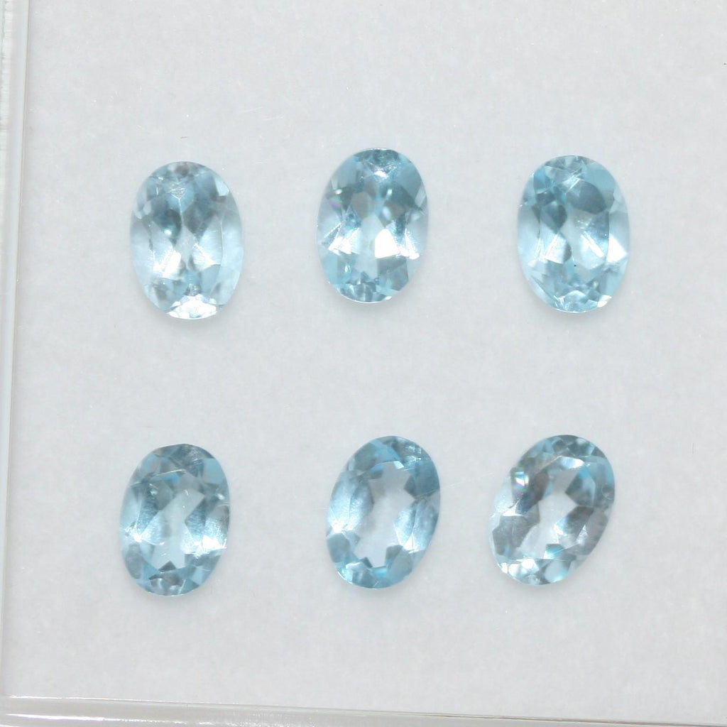 Lote de 6 topacios azul cielo facetados ovalados de 7 x 5 mm. (6 piezas).