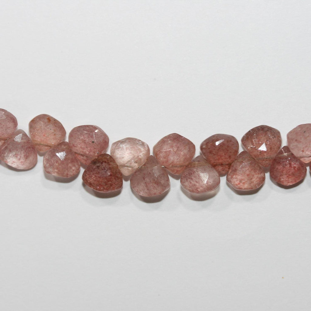 Perles en quartz St Cherry facettées en forme de goutte, 8 pouces, 6 mm. Longueur du fil : environ 20 cm.