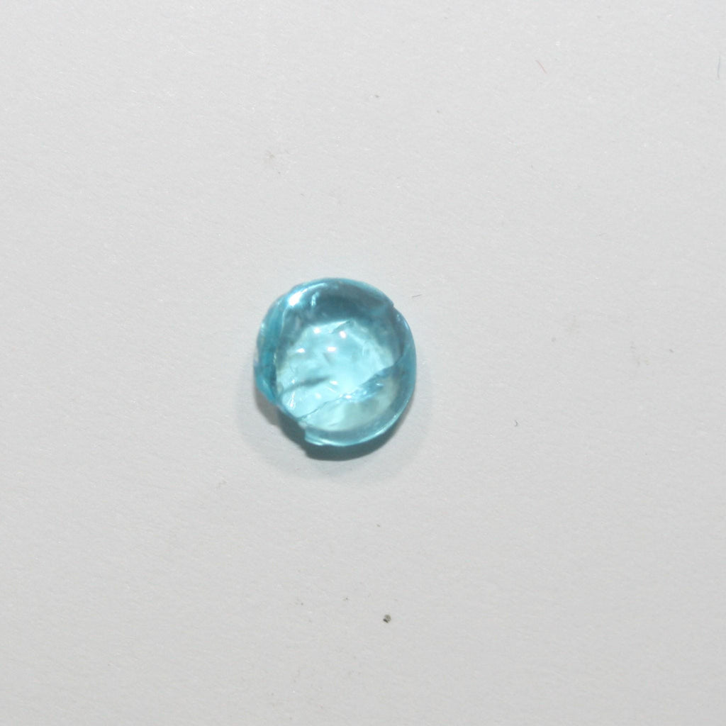 1 Pc  Natural Apatite Round Cabochon 7.5mm  Paraiba Color  - Natural Untreated Stone- Rare Color Blue Apatite