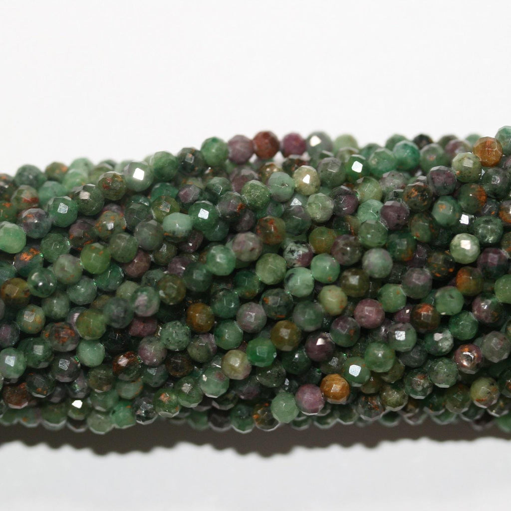 Perles rondes à facettes en zoïsite rubis St, 4 mm, 15 pouces (39 cm) - Fil de 39 cm