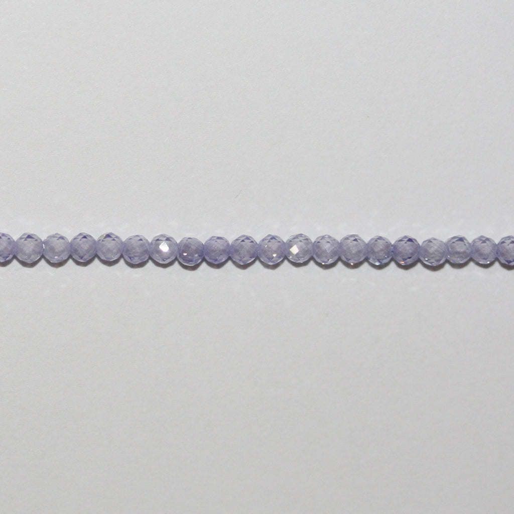13" St Purple Cubic Zirconia Faceted Round Beads 2mm.Strand 37cm