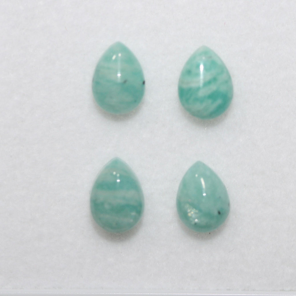Lote de 4 cabujones de amazonita lisos de 8 x 6 mm. (4 piezas).