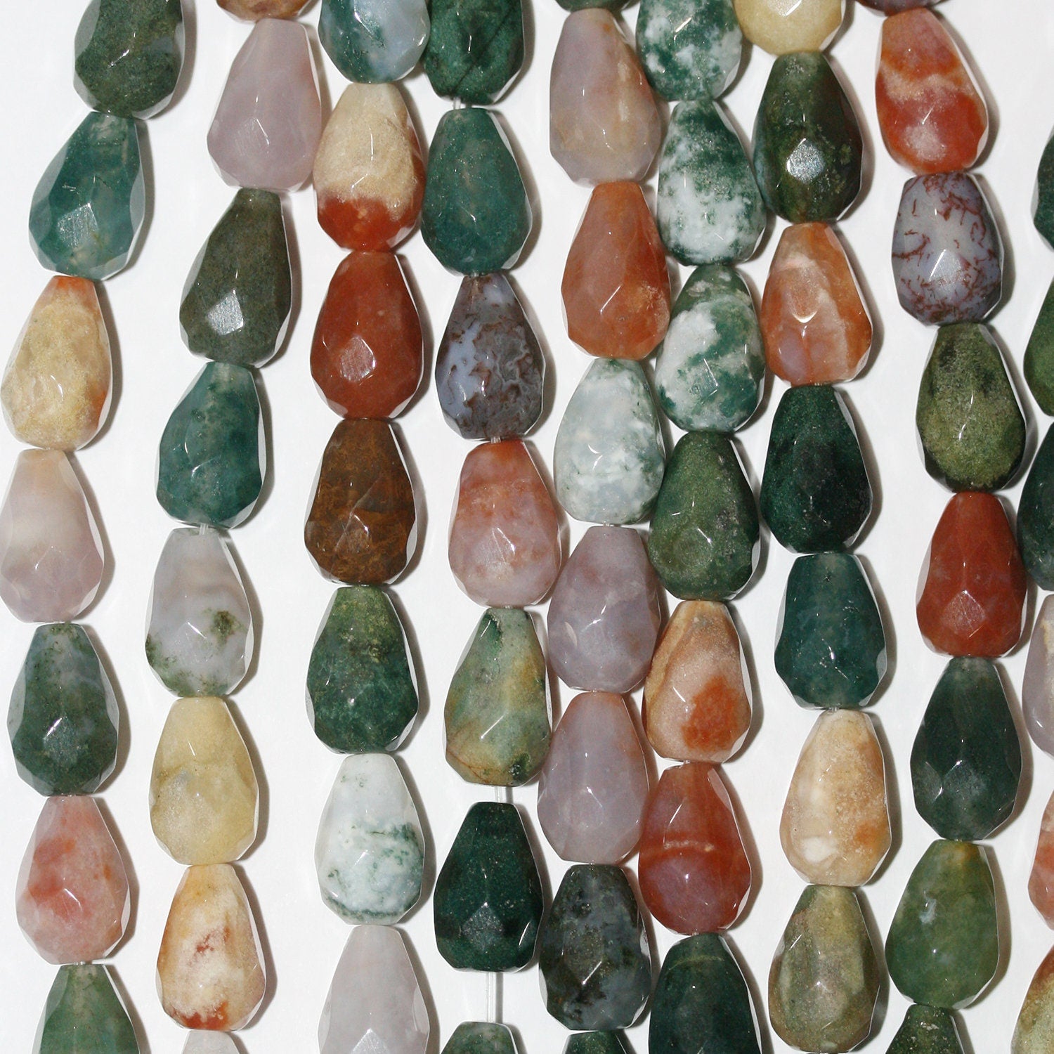 Perles en agate indienne facettées de 8 pouces, 12 x 8 mm, rang de 20 cm.