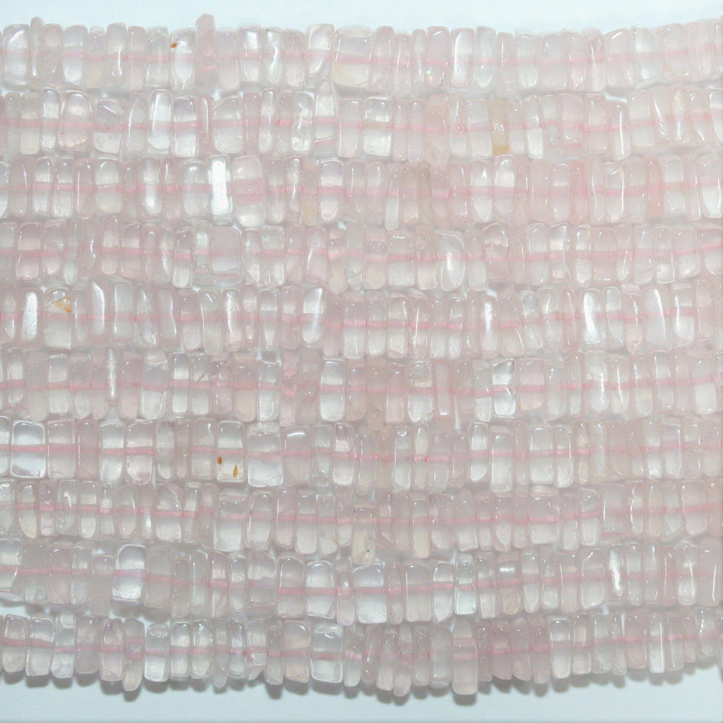 Cuentas cuadradas planas y lisas de cuarzo rosa de 40 cm (16"), 4,5 x 2 mm (tira de 40 cm)