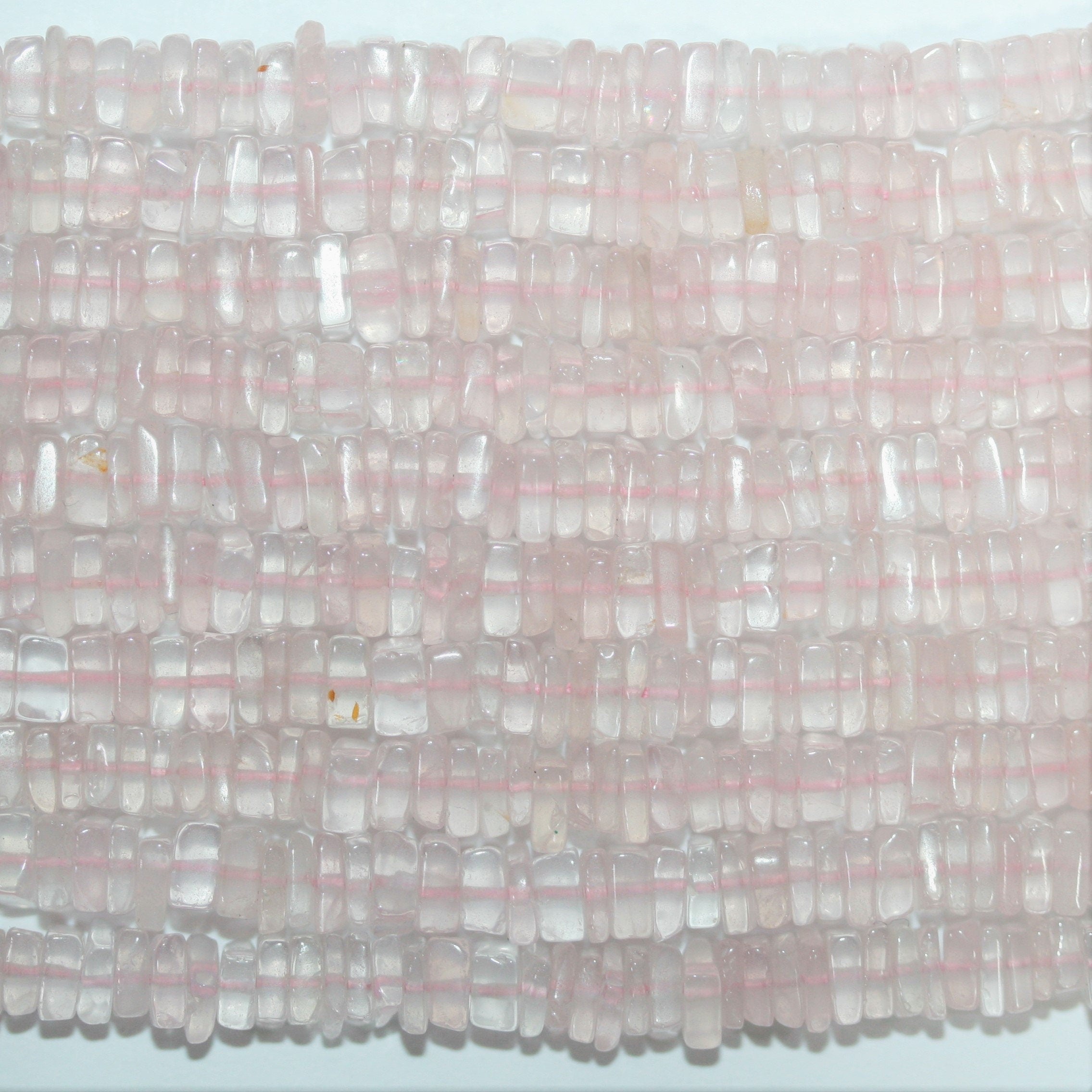 Cuentas cuadradas planas y lisas de cuarzo rosa de 40 cm (16"), 4,5 x 2 mm (tira de 40 cm)