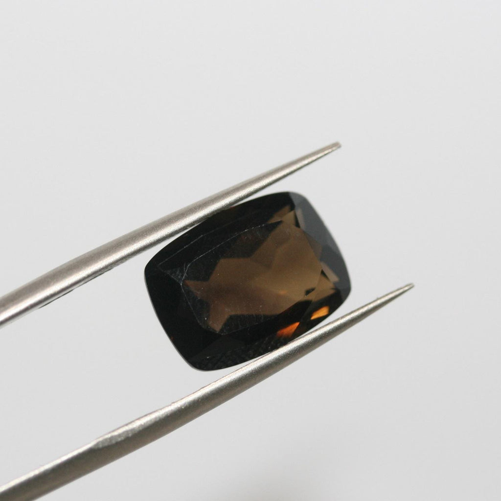 Lot de 4 pièces de quartz fumé facetté rectangulaire 14x10mm.