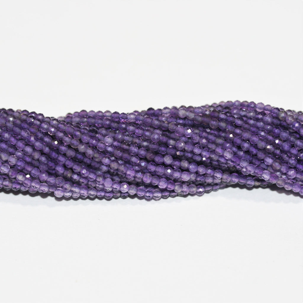 Cuentas redondas facetadas de amatista Santa de 16", 2-2,5 mm, hilo de 40 cm.