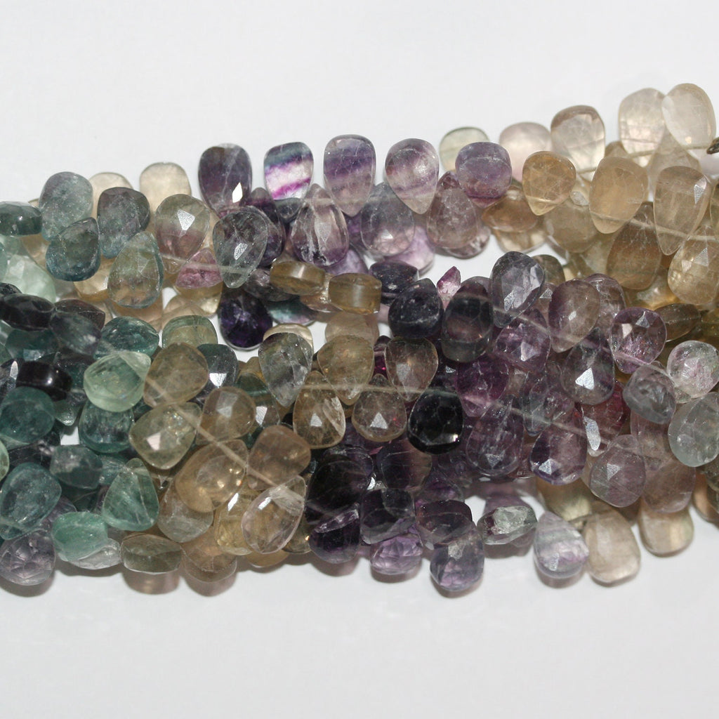 Perles en forme de goutte à facettes en fluorite St 8" 9x6mm.-Rig 20cm.
