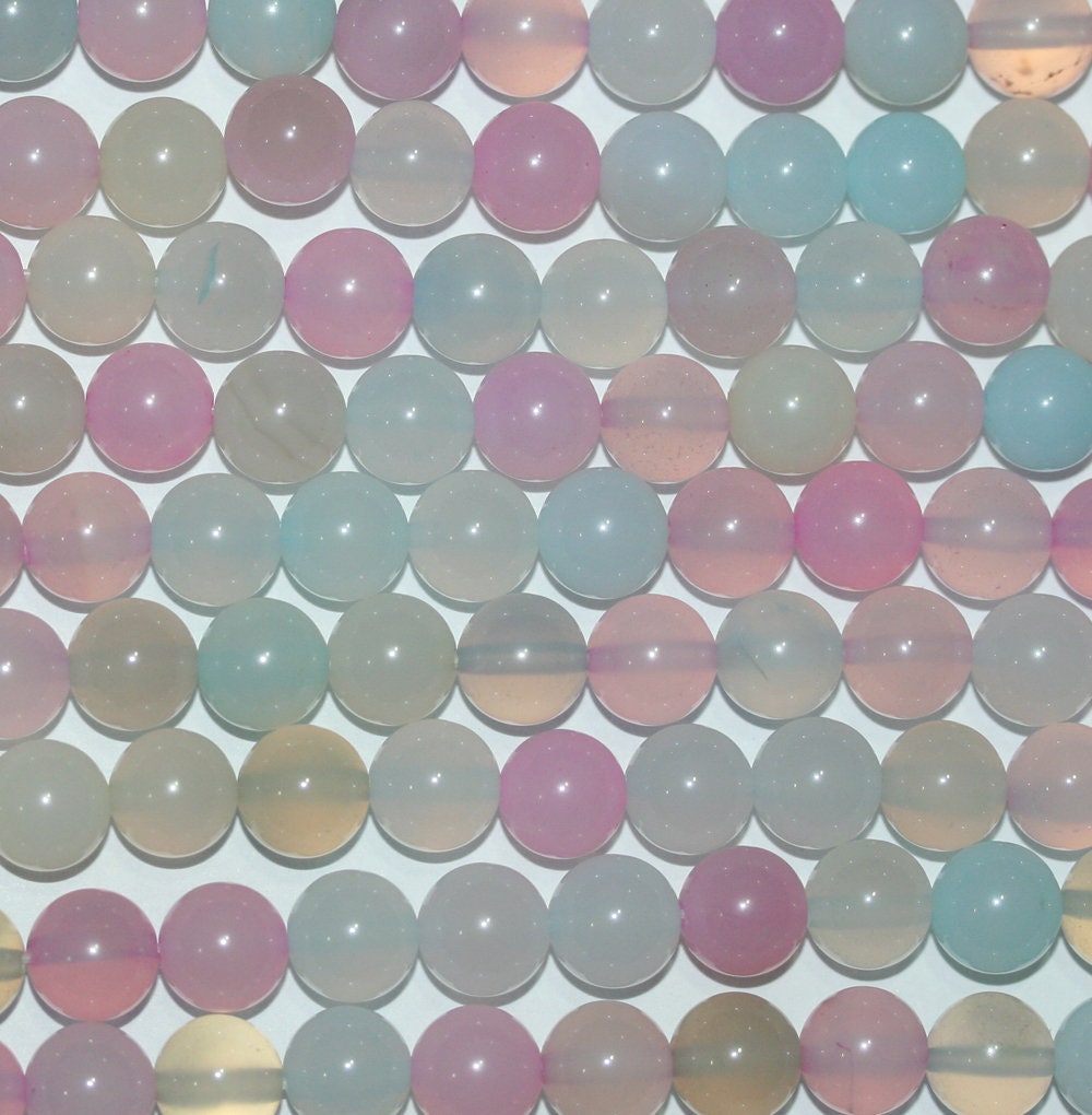 Cuentas redondas lisas de ágata multicolor de 16" (8 mm) - Hilo de 40 cm