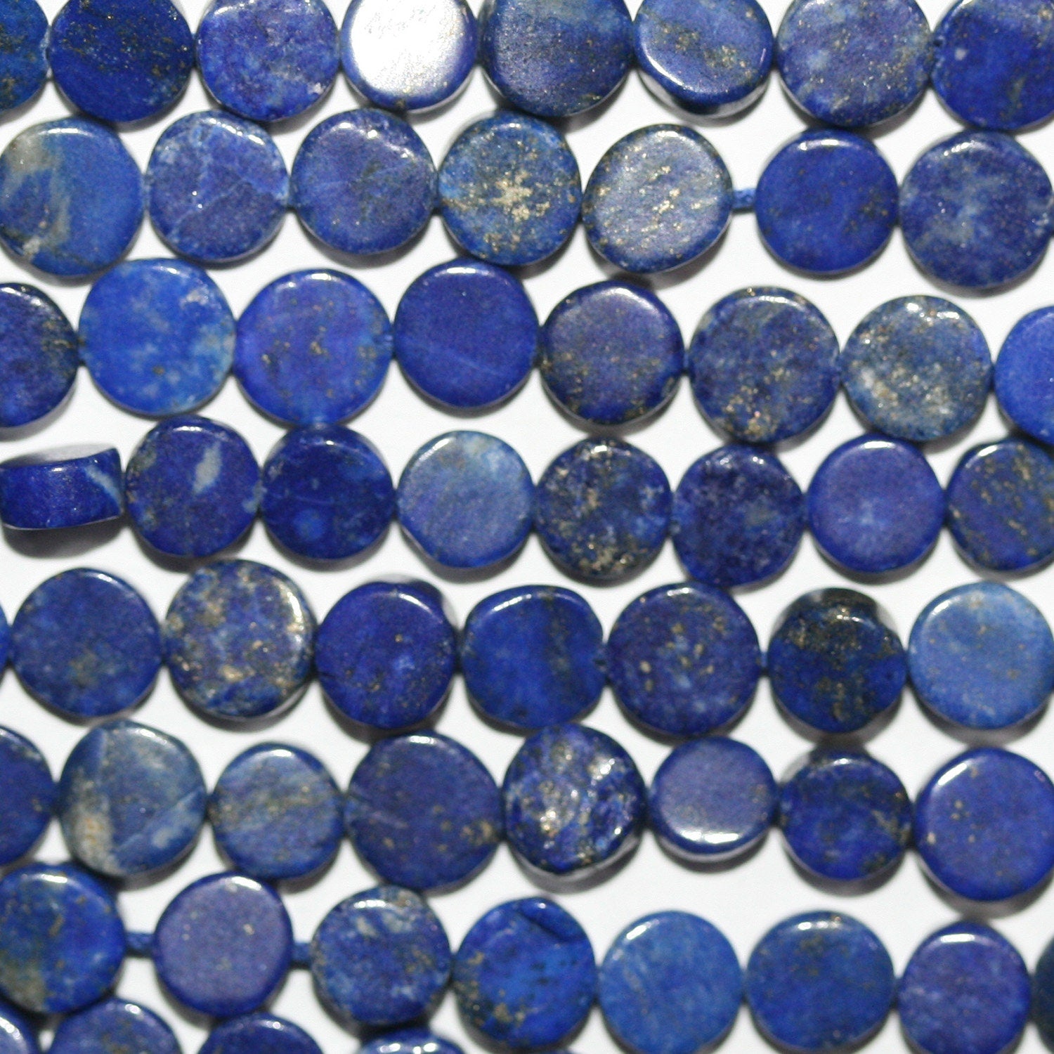 13" St Lapis Lazuli Smooth Coin Beads 5-6mm.-Strand 35cm.