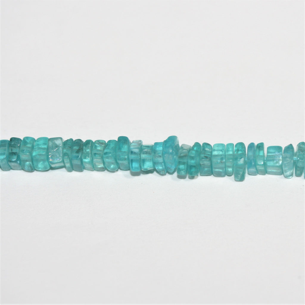 Cuentas cuadradas planas y lisas de apatita azul de 16" de 4 x 2 mm - Hilo de 42 cm.