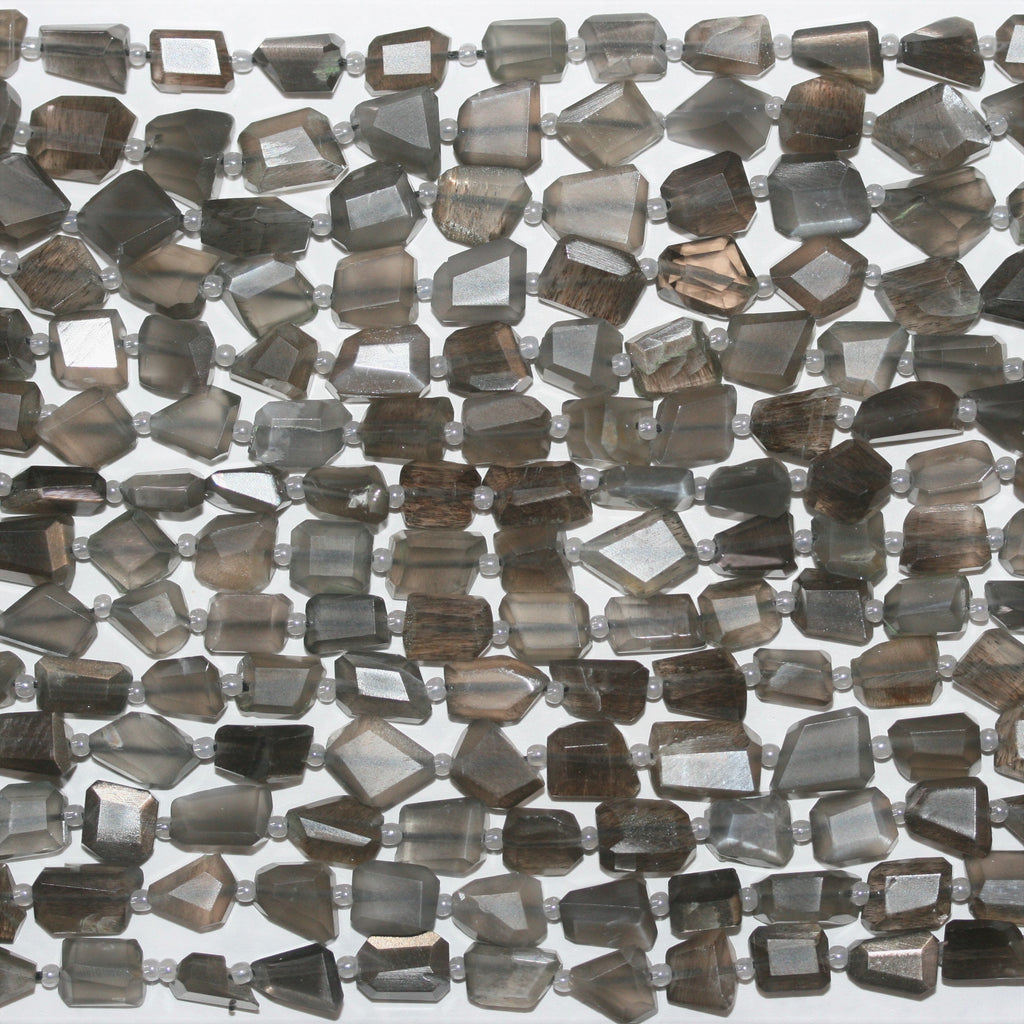 14" St Gray Moonstone Faceted Nugget 8x6mm.Approx.-Strand 35cm.