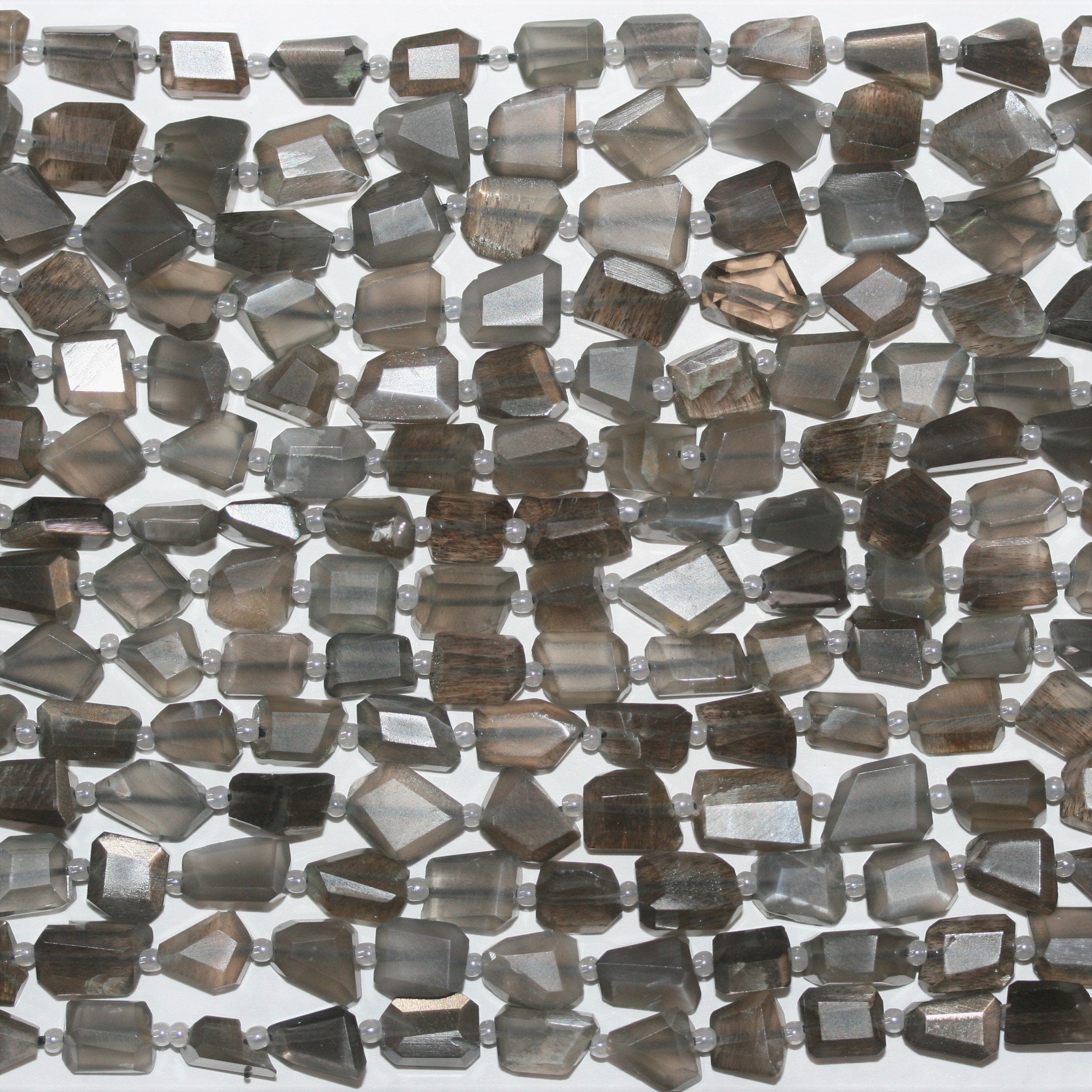 14" St Gray Moonstone Faceted Nugget 8x6mm.Approx.-Strand 35cm.