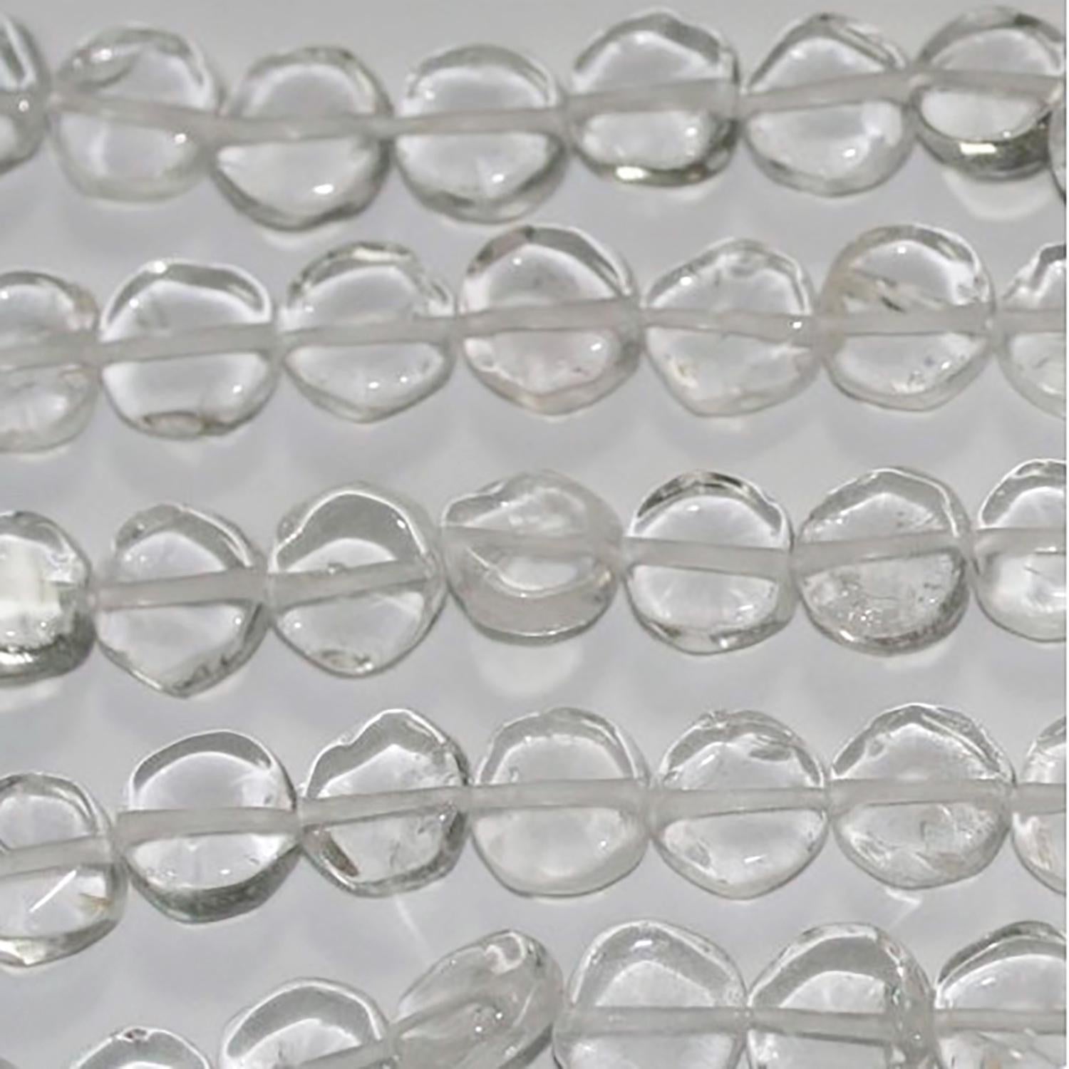 Perles rondes en cristal de roche lisse, 15 pouces (environ 38 cm), diamètre 6-7 mm. Longueur du fil : 38 cm.