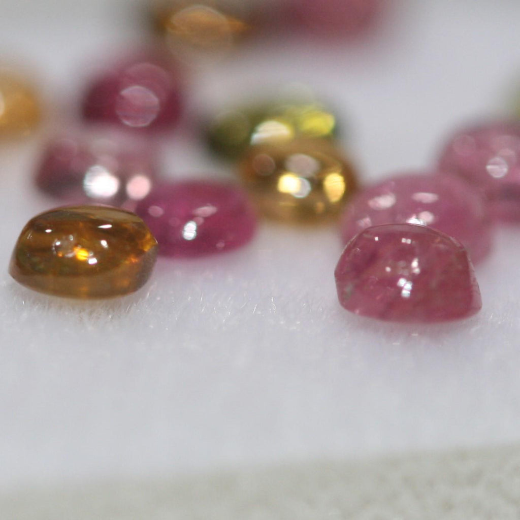 Multi Tourmaline 15 Pcs Lot 3mm  Pink Green Blue Orange Round Cabochon Untreated Gems- Wholesale Gems DIY Supplier- Genuine Stones