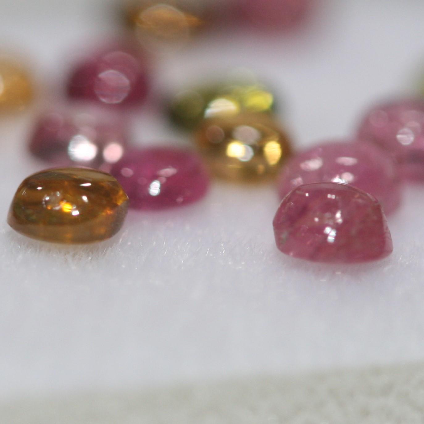 Multi Tourmaline 15 Pcs Lot 3mm  Pink Green Blue Orange Round Cabochon Untreated Gems- Wholesale Gems DIY Supplier- Genuine Stones