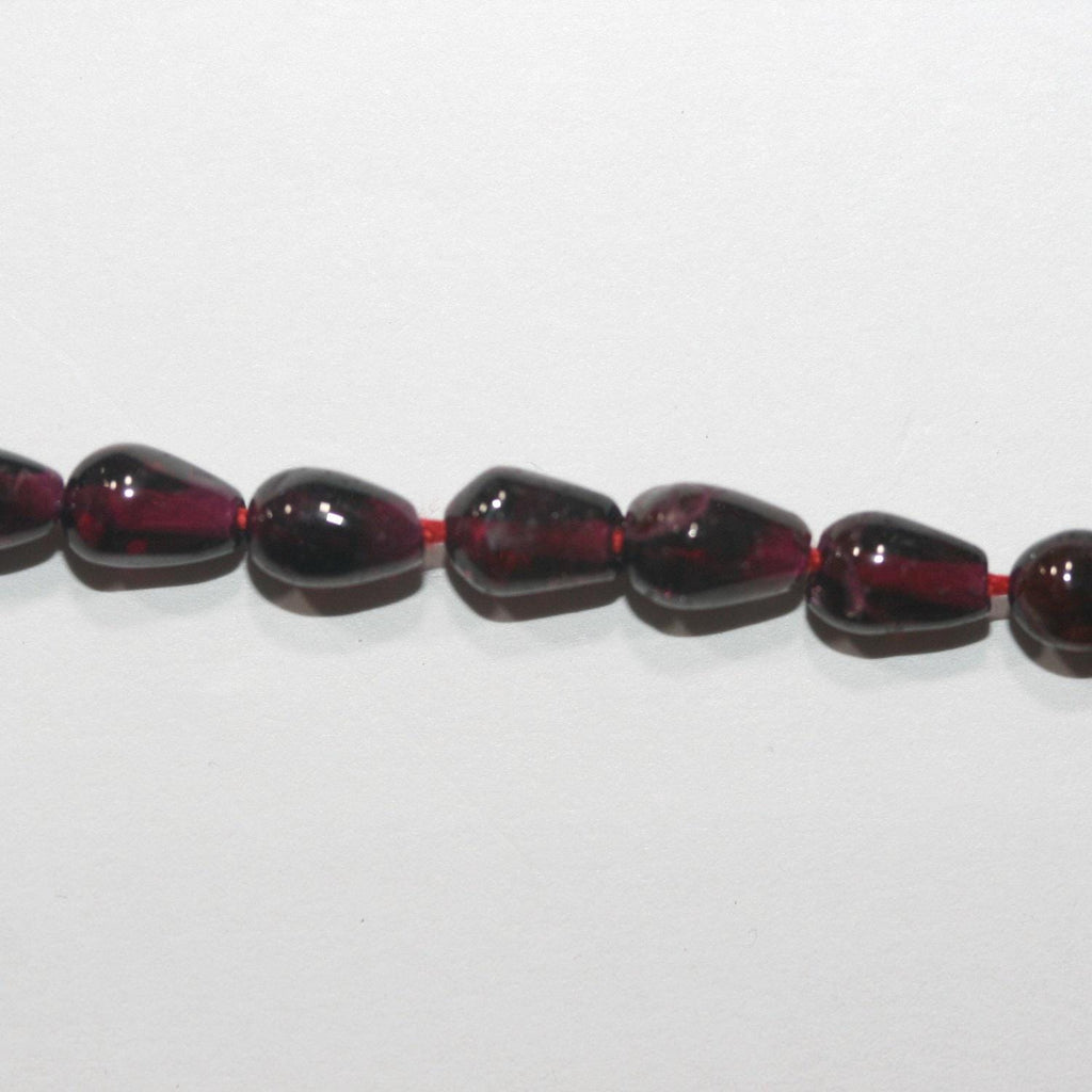 14" St Garnet Smooth Drop Beads 8x5mm. Approx -Strand 36cm