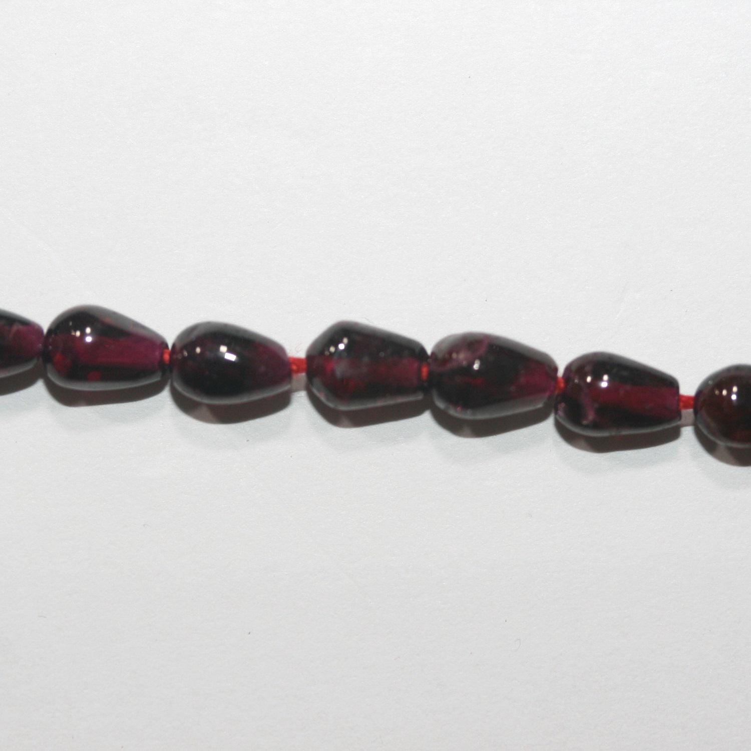 14" St Garnet Smooth Drop Beads 8x5mm. Approx -Strand 36cm
