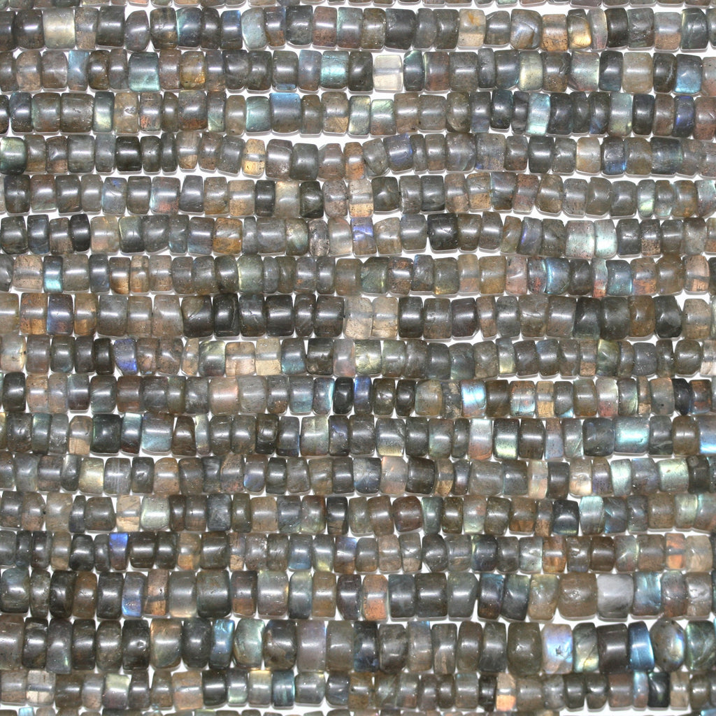 14" St Labradorite Smooth Disc Beads 7x4mm. Approx.- Strand 36cm.